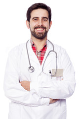 Portrait of confident medical doctor standing with arms crossed,