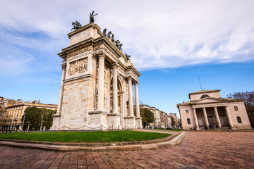 Obraz premium Milan, Italy. Arco della Pace (Arch of Peace) in Sempione Park
