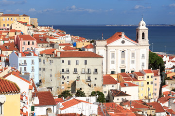 Fototapeta premium View across Alfama, Lisbon from Miradouro Santa Luzia
