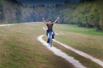 Fototapeta premium Man on bike
