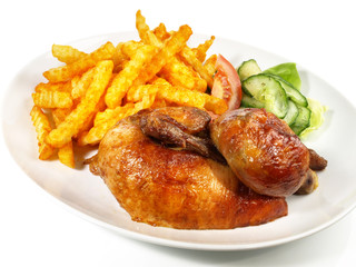 Halbes Hähnchen mit Pommes Frites