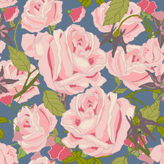 Vintage flowers seamless pattern