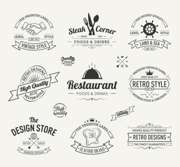 Vintage banners and frames hand drawn vector set