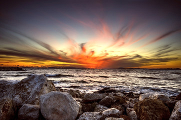 Majestic sunset over the sea Greece