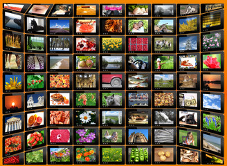 black tablets with motley pictures