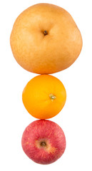 Gala apples, Nashi Asian pears and oranges over white background
