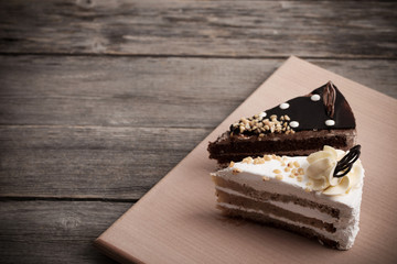 cake on old wooden background