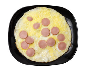 Scrambled eggs with sausages