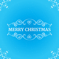 Fancy ornate borders with text merry christmas at blue