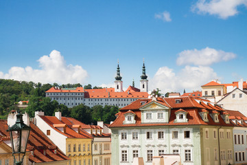 skyline of Prague with Strahov monastery