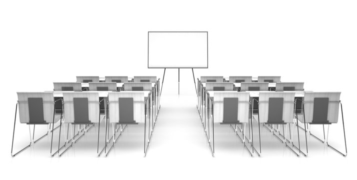 Classroom isolated on white background 3D renderimg