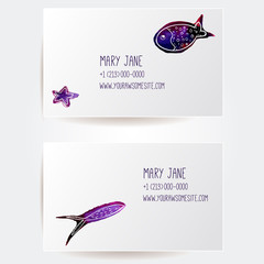 Set of two creative business card templates with artistic vector
