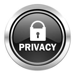 privacy icon, black chrome button