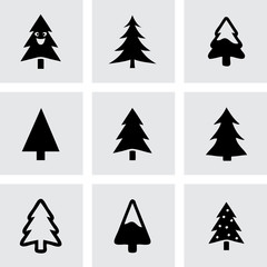 Obraz premium Vector cristmas trees icons set