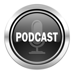 podcast icon, black chrome button