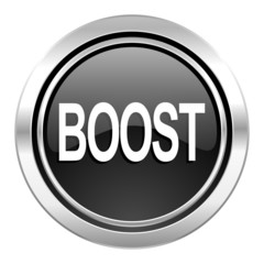 boost icon, black chrome button