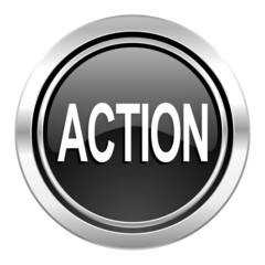 action icon, black chrome button