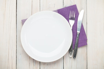 Empty plate and silverware