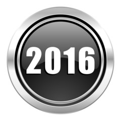 new year 2016 icon, black chrome button, new years symbol