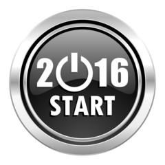 new year 2016 icon, black chrome button, new years symbol