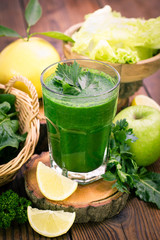 Fresh green smoothie in the glass