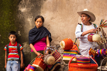 Traditional mexican crafts vendors at taxco guerrero