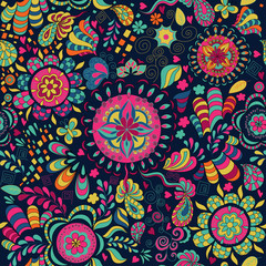Seamless texture with abstract flowers.