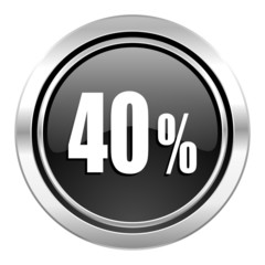 40 percent icon, black chrome button, sale sign