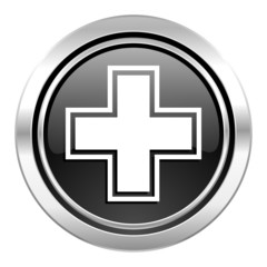 pharmacy icon, black chrome button