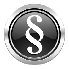 paragraph icon, black chrome button, law sign