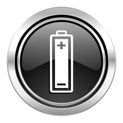 battery icon, black chrome button, power sign