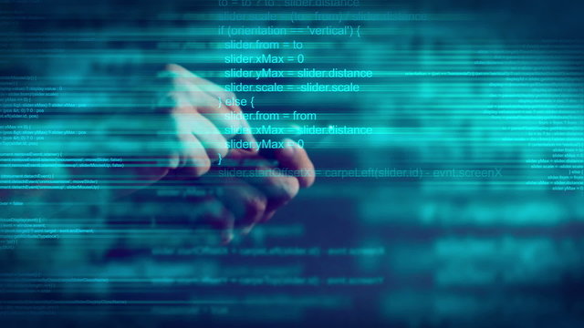 Abstract animated script programming code on mobile smart phone