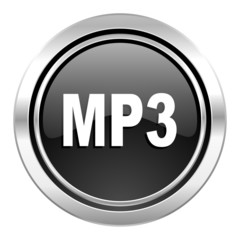 mp3 icon, black chrome button