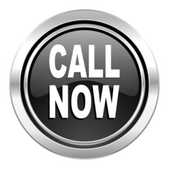 call now icon, black chrome button