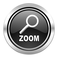 zoom icon, black chrome button