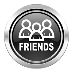 friends icon, black chrome button