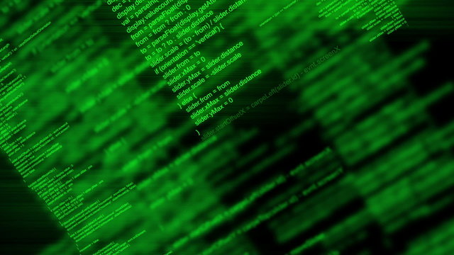 Abstract animated computer script programming code
