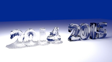 Jahr 2015 und 2014 aus Eis am schmelzen 3d Grafik