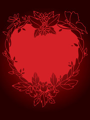 Red floral heart background