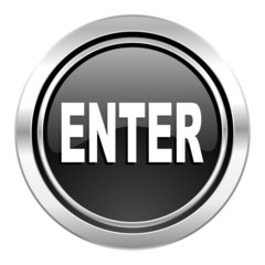 enter icon, black chrome button
