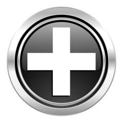 Obraz premium plus icon, black chrome button, cross sign