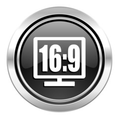 16 9 display icon, black chrome button