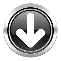download arrow icon, black chrome button, arrow sign