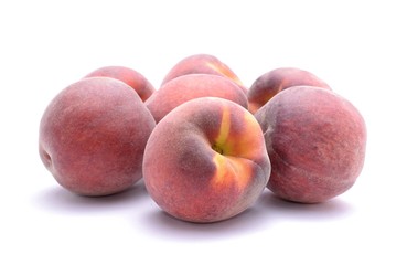 Ripe peach fruit isolated on white background