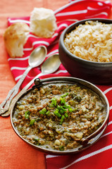 minced lamb, cooked with spinach