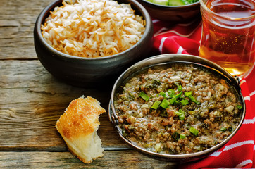 minced lamb, cooked with spinach