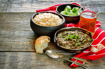 minced lamb, cooked with spinach