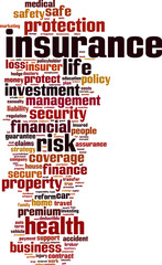 Obraz premium Insurance word cloud concept. Vector illustration