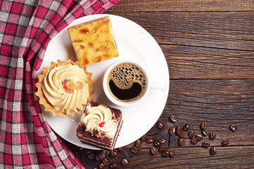 Sweet cakes and coffee