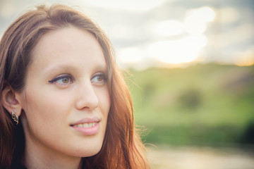 Fototapeta premium she presents the company of a beautiful girl face
